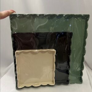 Chic Green, Black, and Cream Storage Tray Set